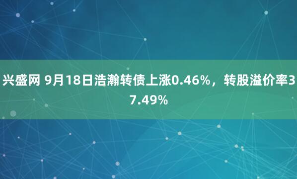 兴盛网 9月18日浩瀚转债上涨0.46%，转股溢价率37.49%