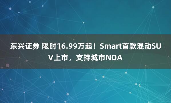 东兴证券 限时16.99万起！Smart首款混动SUV上市，支持城市NOA