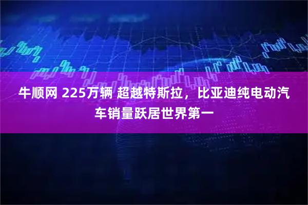 牛顺网 225万辆 超越特斯拉，比亚迪纯电动汽车销量跃居世界第一